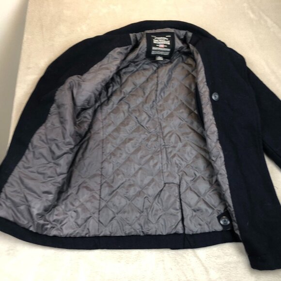 Steve & Barry's Men's Peacoat Woolly Mammoth Jacket Medium Black Quilted - Picture 6 of 8